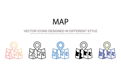 Map icon design with white background stock illustration