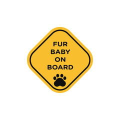 Fur baby on board sign flat line symbol set.