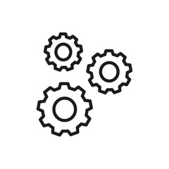 Gear icon flat line symbol set.