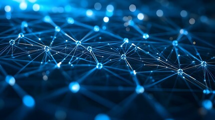 Obraz premium Bokeh Digital Art Cybersecurity Networks Blurred Nodes Connections Copy Space for Branding