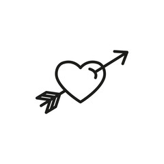 Heart with arrow icon flat line symbol set.