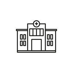 Hospital building icon flat line symbol set.
