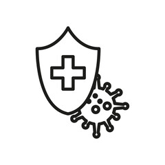 Immune guard icon flat line symbol set.