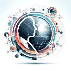 Obraz premium Flat Glossy Background with Holographic Handshake Icons for Business Leadership and Bargaining Ads