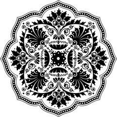 Oriental vector pattern with arabesques and floral elements. Traditional classic ornament