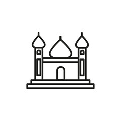 Mosque icon flat line symbol set.