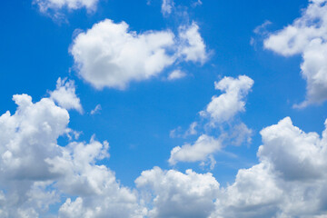 Blue sky and white clouds at noon. nature background