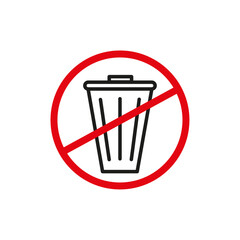 No trash icon flat line symbol set.