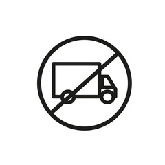 No truck sign flat line symbol set.