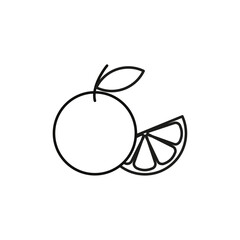 Orange fruit icon flat line symbol set.