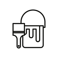 Paint bucket and paint brush icon flat line symbol set. © Krrish