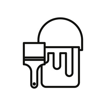 recommend clip art: Paint bucket and paint brush icon flat line symbol set.
