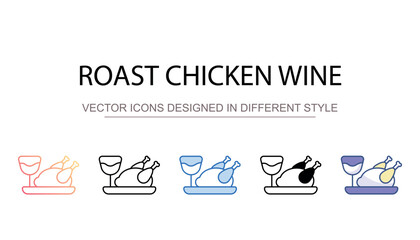 Roast Chicken Wine icon design with white background stock illustration