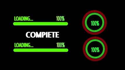 Loading Transfer download Animation from zero to one hundred percent  abstract concept loading bar animation loading bar and circles at various speeds science Loading Ring Animation from zero to one.