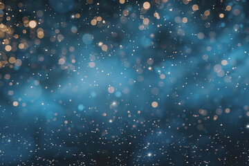 Glittering New Year's Eve party scene with fireworks on a dark blue background. Minimal style.