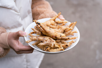 Chicken feet on a plate