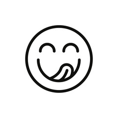 Yummy smile emoji icon flat line symbol set.
