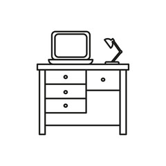 Workplace icon flat line symbol set.