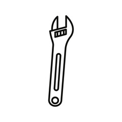 Adjustable wrench icon flat line symbol set.
