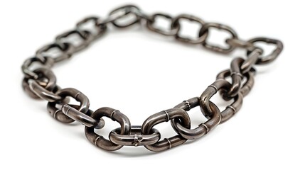 Obraz premium A metallic chain with interlocking links, showcasing a robust design suitable for various applications.