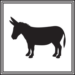Vector donkey silhouette on white background, animal silhouette.