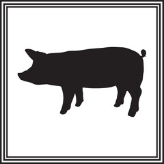 
Pig icon isolated vector, silhouette of wild animal.