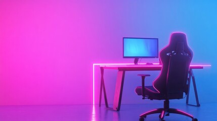 Gaming Setup with Neon Lights