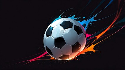 Soccer Ball with Colorful Splashes