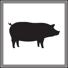Flat vector illustration of a pig .