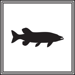 Pike fish silhouette illustration isolated on white background
