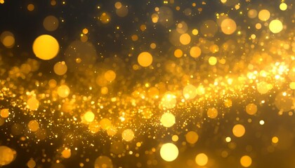 Mesmerizing yellow glow particle abstract bokeh background featuring dynamic golden light orbs, soft luminous trails, and shimmering highlights, perfect for modern designs and digital