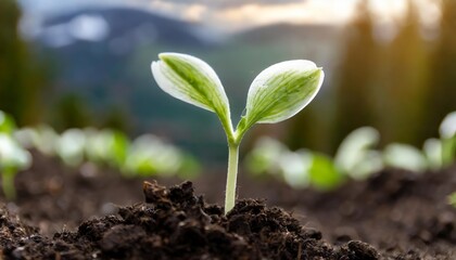A vibrant young sprout emerging from fertile soil, symbolizing growth, renewal, and sustainability, beautifully captured to inspire hope and connection to natureâ€™s nurturing cycle.