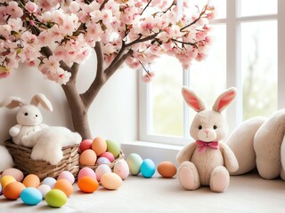 Easter Bunny and Spring Blossoms: A Pastel Delight