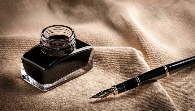 万年筆とインク瓶が作り出すクラシカルで優雅な瞬間
