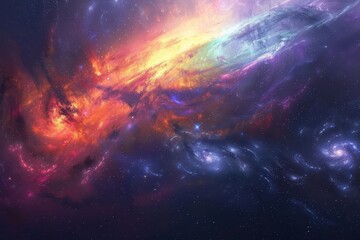 Obraz premium Glowing Nebula and Starry Space