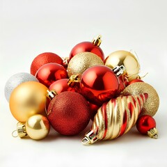 Elegante und gl&auml;nzende Weihnachtsbaumkugeln, die f&uuml;r die Erstellung festlicher Marketingmaterialien oder saisonaler Dekorationen verwendet werden k&ouml;nnen.