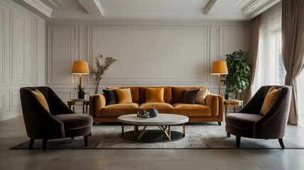 sofa with copy space, italian style home interior design of modern living room