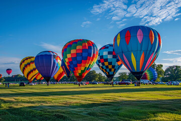Generative AI picture of wonderful hot air balloons festival, adventure summer traveling