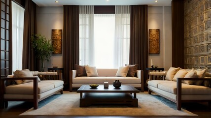 Fototapeta premium sofa postmodern style interior design of modern living room