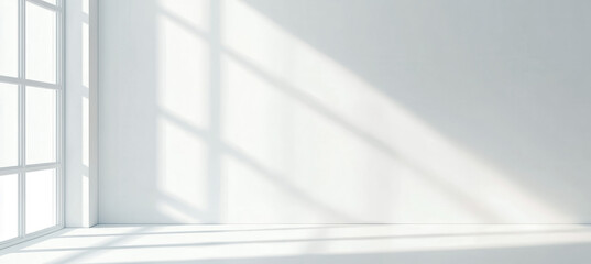 Obraz premium Minimalist 3D rendering of a sunlit room with shadow effects