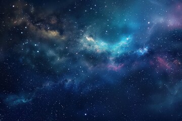 Colorful and vivid representation of the vastness of outer space with bright shining stars and colorful nebulas.