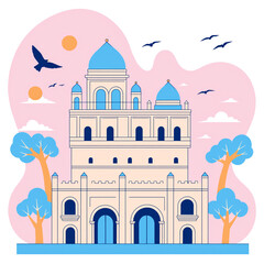 Fototapeta premium Famous Landmark colorful flat illustration. Global Travel And Journey illustration. flat illustration design.