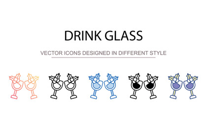 Drink Glass icon design with white background stock illustration