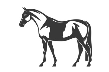 Black and white vector silhouette of a horse