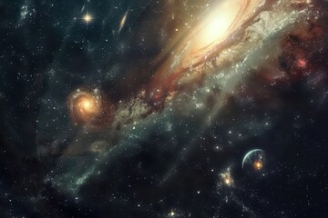 Colorful Space Galaxy with Stars and Nebulae