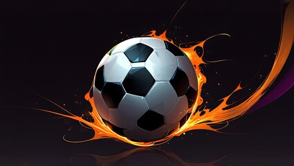 Fototapeta premium Fiery Soccer Ball: A Passionate Sport Illustration