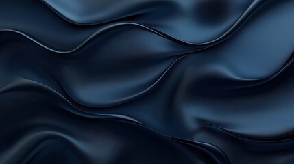 Obraz premium Abstract background featuring smooth, flowing waves of dark blue satin fabric texture with soft highlights and shadows