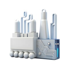 Obraz premium Factory Silhouette Circuit Lines Copy Space Smart Factories Industrial Innovation Glossy Image