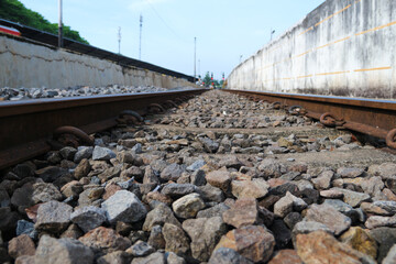 Railway tracks. Image with selective focus