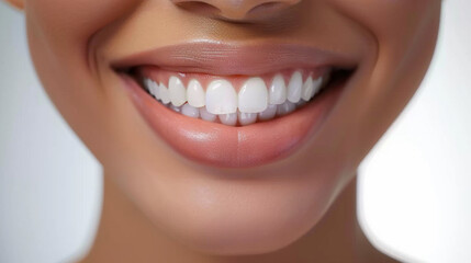 Obraz premium Close-Up of a Woman's Smile with Perfectly White Teeth
